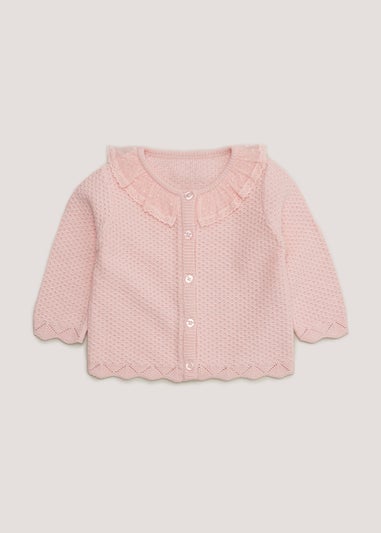 Baby Pink Lace Collar Cardigan (Newborn-23mths)