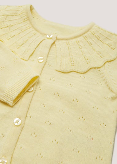 Baby Lemon Pointelle Collar Cardigan (Newborn-23mths)