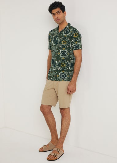 Khaki Print Short Sleeve Shirt