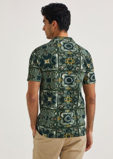 Khaki Print Short Sleeve Shirt