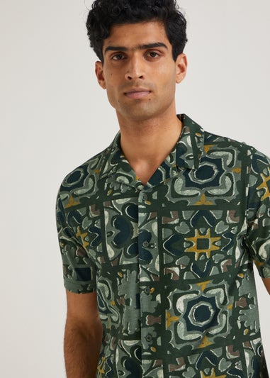 Khaki Print Short Sleeve Shirt