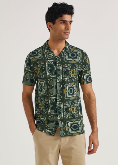 Khaki Print Short Sleeve Shirt