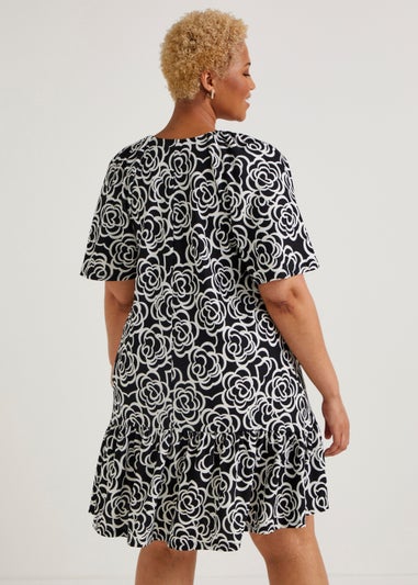 Papaya Curve Black Print Angel Sleeve Mini Dress