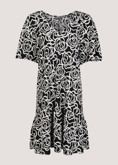 Papaya Curve Black Print Angel Sleeve Mini Dress