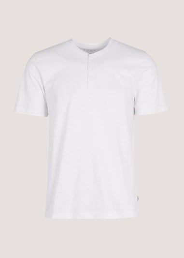 White Grandad Collar T-Shirt