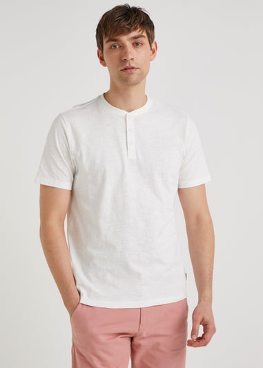 White Grandad Collar T-Shirt