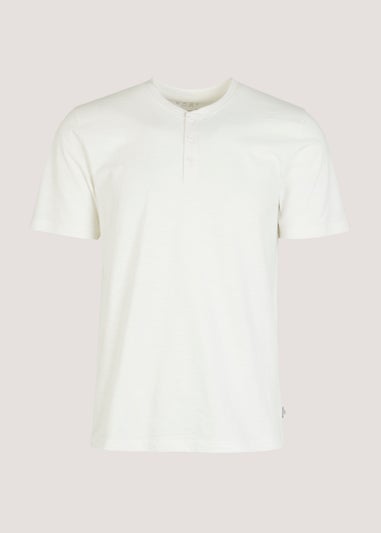 White Grandad Collar T-Shirt