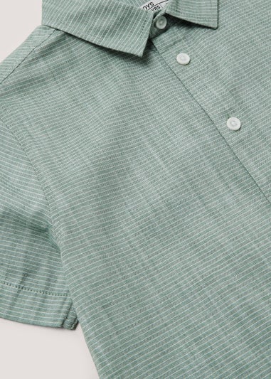 Boys Green Textured Short Sleeve Shirt (4-13yrs)