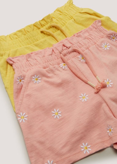 Girls 2 Pack Plain & Floral Shorts (4-13yrs)