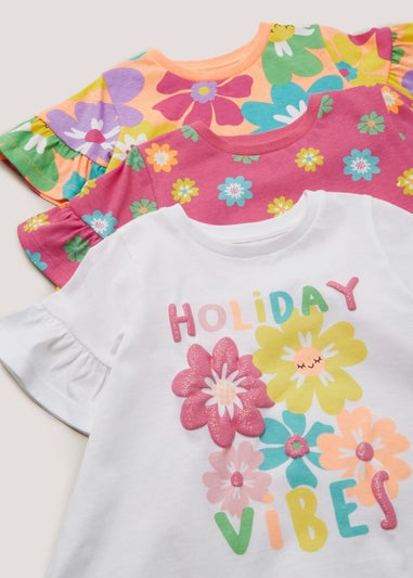 Girls 3 Pack Floral T-Shirts (9mths-6yrs)
