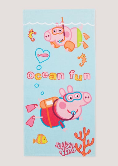 Kids Blue Peppa Pig Beach Towel (150cm x 70cm)