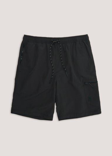 Black Essential Cargo Swim Shorts