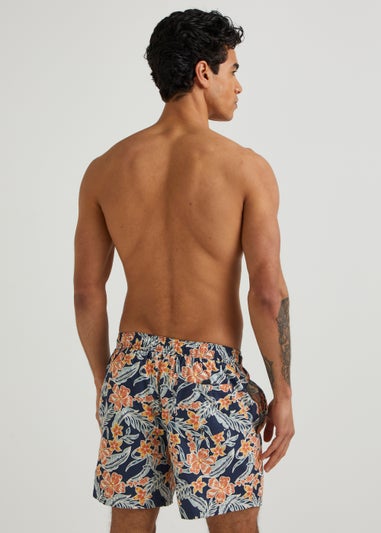 Orange Floral Print Co-Ord Swim Shorts