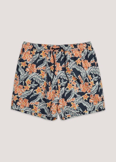 Orange Floral Print Co-Ord Swim Shorts