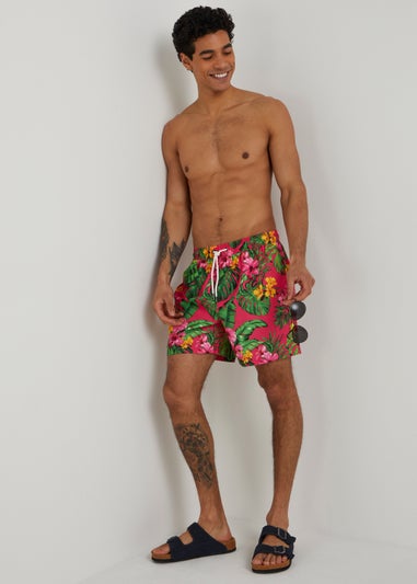 Pink Floral Swim Shorts