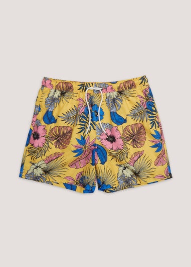 Yellow Floral Swim Shorts