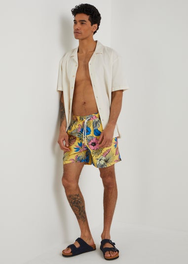 Yellow Floral Swim Shorts