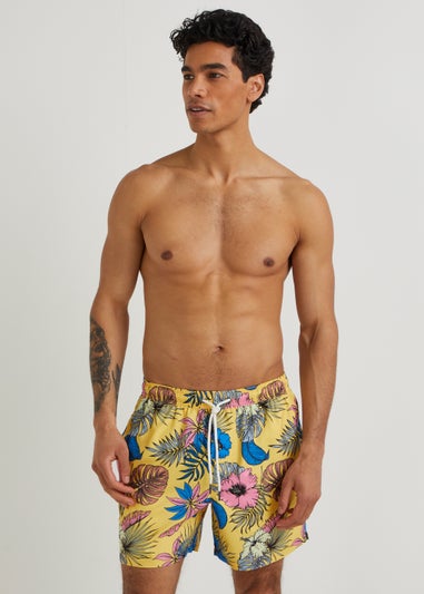 Yellow Floral Swim Shorts