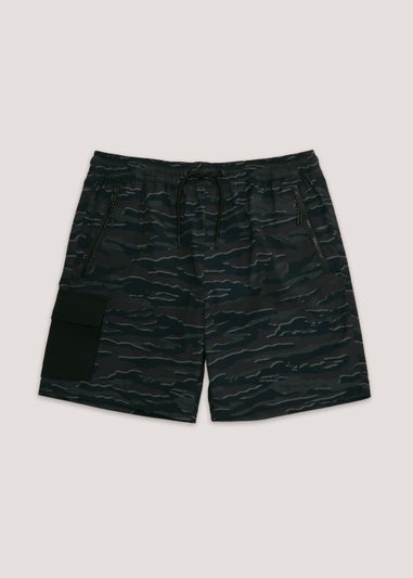 Black Camo Pocket Swim Shorts