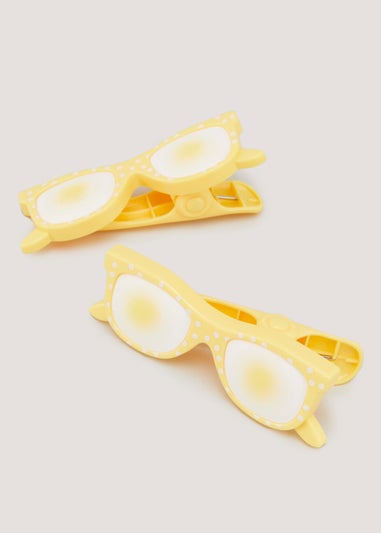 2 Pack Yellow Sunglasses Beach Towel Clips (23cm x 4.5cm x 4cm)