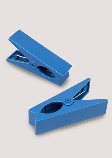 2 Pack Blue Peg Beach Towel Clips (11cm x 3cm 5.5cm)