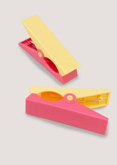 2 Pack Pink Peg Beach Towel Clips (11cm x 3cm 5.5cm)