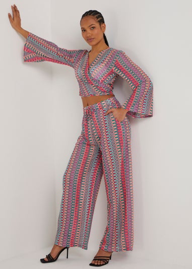 Be Beau Multicoloured Knitted Wide Leg Trousers