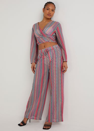 Be Beau Multicoloured Knitted Wide Leg Trousers