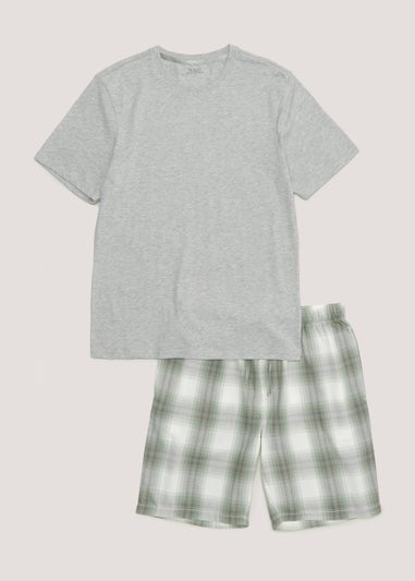 Grey & Green Check Short Pyjama Set