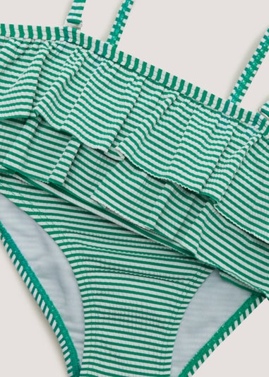 Girls Mini Me Green Stripe Bikini Set (4-13yrs)