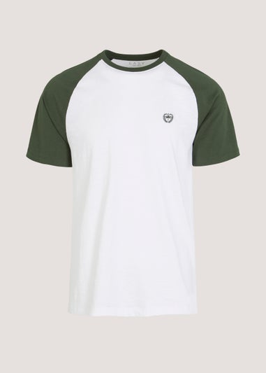 White & Khaki  Raglan T-Shirt