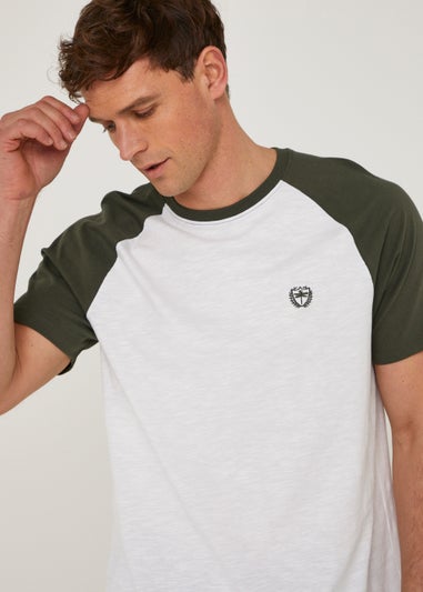 White & Khaki  Raglan T-Shirt