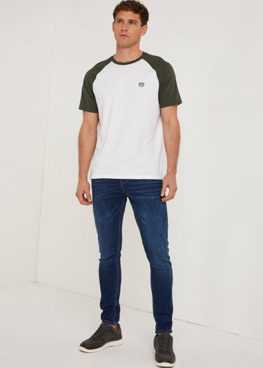 White & Khaki  Raglan T-Shirt