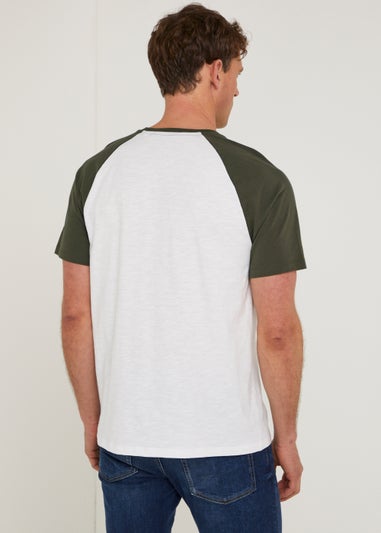 White & Khaki  Raglan T-Shirt