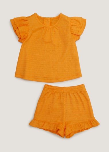 Girls Tangerine Crinkle Top & Shorts Set (9mths-6yrs)