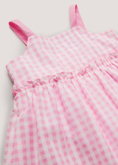 Girls Pink Gingham Strappy Sundress (9mths-6yrs)