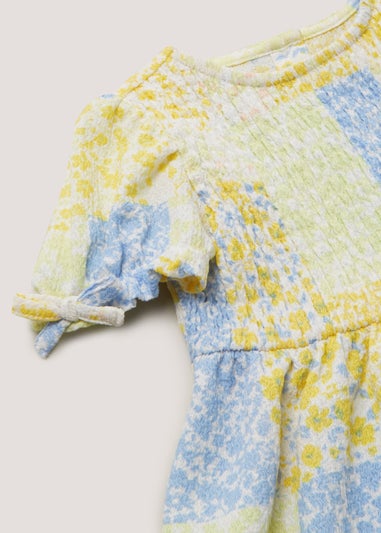 Girls Yellow Crinkle Patchwork Dress (9mths-6yrs)