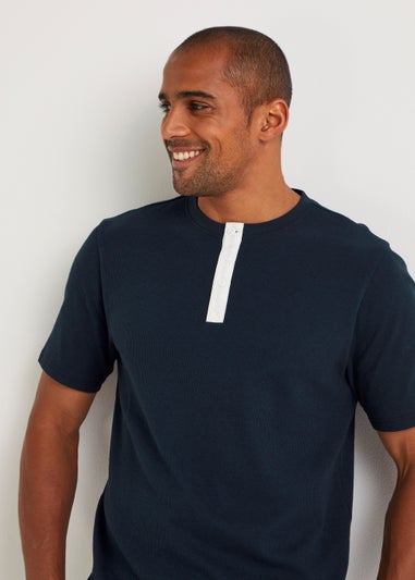 Navy Henley Pyjama Top