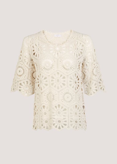 Ecru Crochet Lace T-Shirt