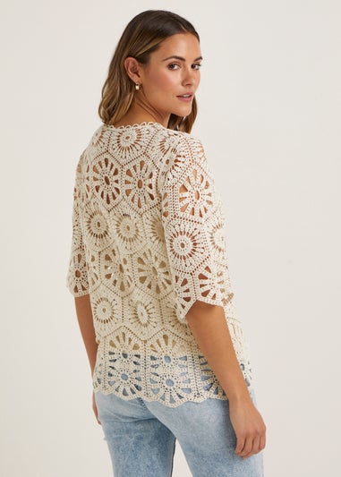 Ecru Crochet Lace T-Shirt