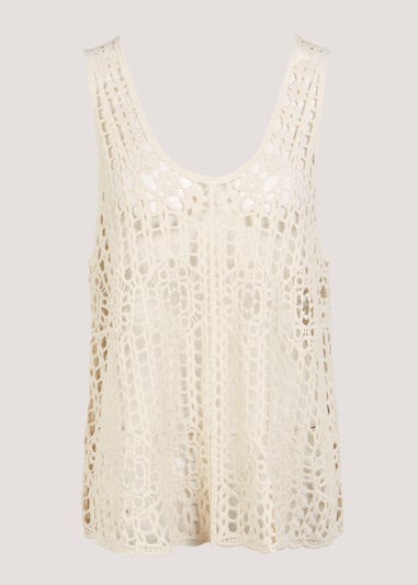 Cream Swing Crochet Lace Vest Top