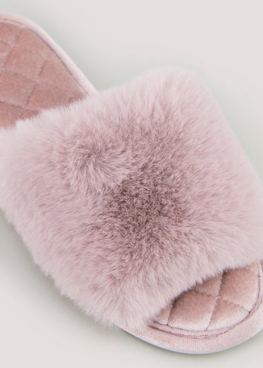 Pink Faux Fur Mule Slippers