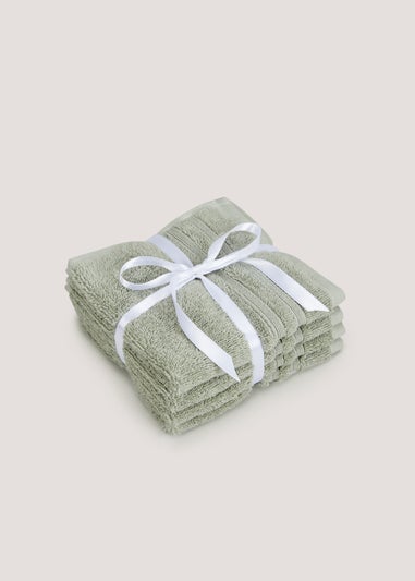 4 Pack Sage Green 100% Egyptian Cotton Face Cloths