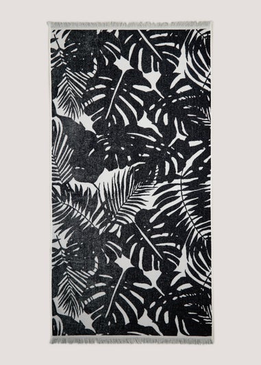 Monochrome Palm Print Oversized Beach Towel (170cm x 90cm)