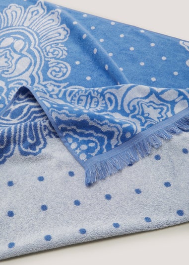 Blue Mandala Print Oversized Beach Towel (170cm x 90cm)