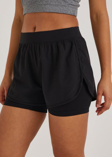 Souluxe Black 2 in 1 Sports Shorts