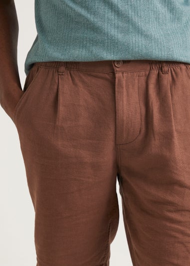 Rust Linen Blend Shorts