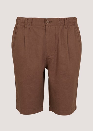 Rust Linen Blend Shorts