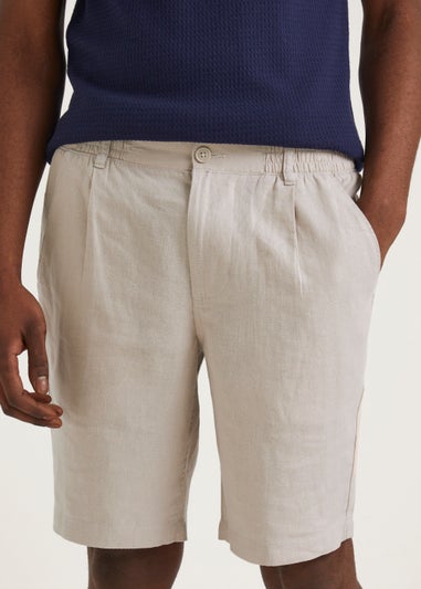 Stone Linen Blend Shorts