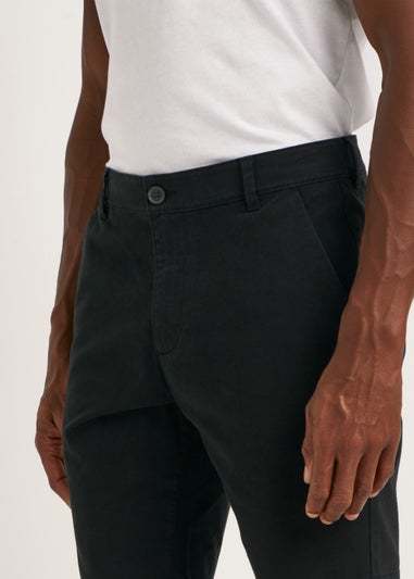 Black Straight Fit Chino Shorts